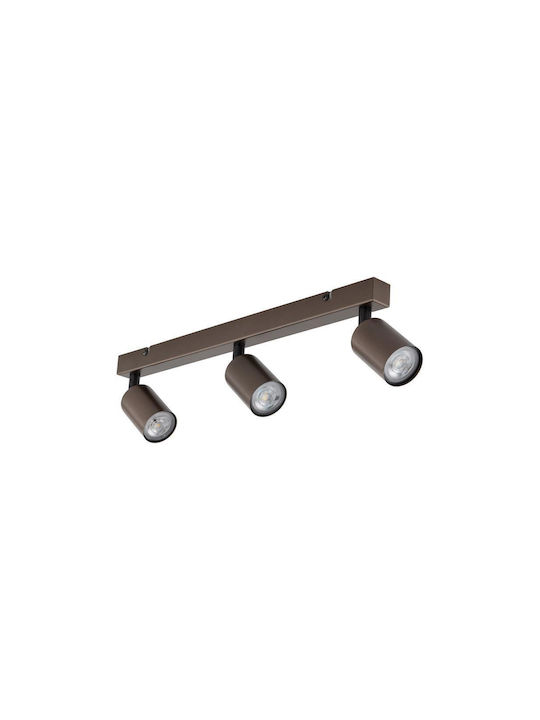 TK Lighting Triple Spot with Socket GU10 in Brown Color