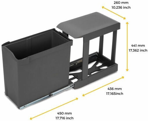 Sliding Container Automatic Opening Emuca 8906923 Anthracite 30l