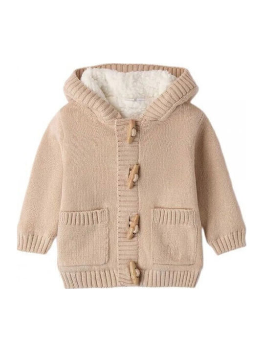 Kids Cardigan Knitted with Hood Melange Beige