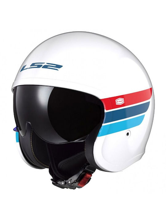 LS2 Spitfire II Retro Gloss White/Blue/Red Κράν...