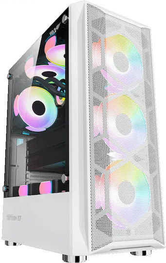 Armaggeddon Tritron 2 Gaming Midi Tower Κουτί Υπολογιστή με Πλαϊνό Παράθυρο και RGB Φωτισμό Λευκό