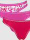 Βαμβακερά Damen Zeichenfolge 3Pack Fuchsia, Red, Print