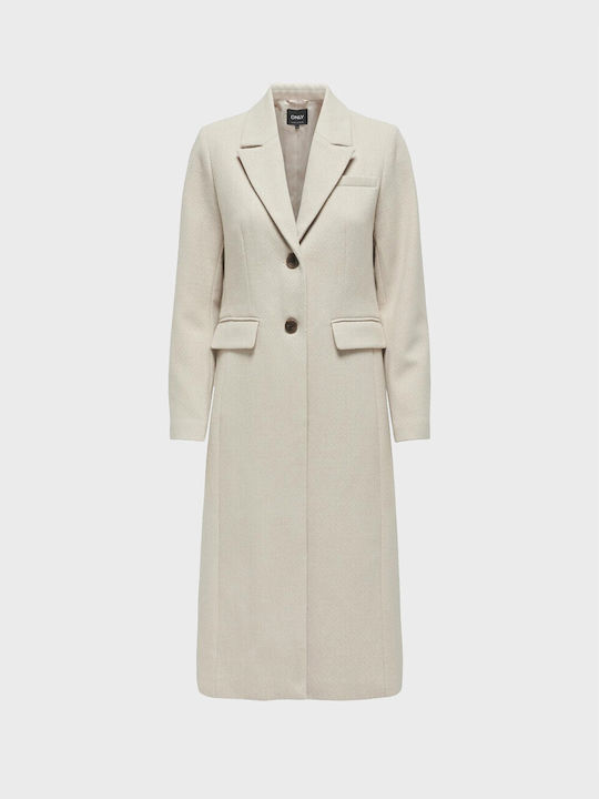 Only Women's Long Coat Ecru