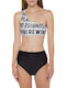 Set Bikini Με Έναν Ώμο Ψηλόμεσο Μαύρο