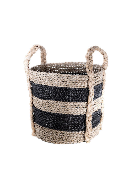 Decorative Basket Rattan with Handles Black