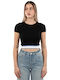 Women's Crop Top Short Sleeve Black