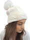 Pom Pom Beanie Beanie Knitted in White color