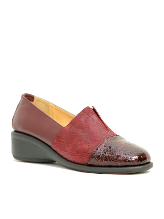Δερμάτινα Γυναικεία Loafers σε Μπορντό Χρώμα