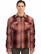 Langärmeliges Flanell Overshirt in Normale Passform Geprüft Rot Greige