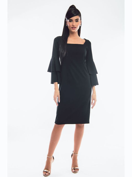 Midi Damenkleid für Hochzeit - Taufe Schwarz