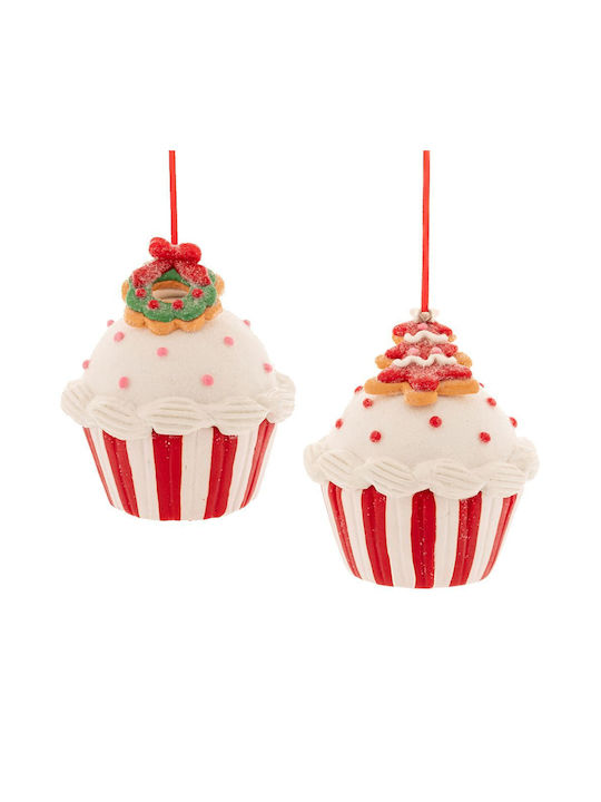 Hanging Ornament Cupcake Red 7.5x7.5cm