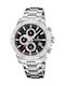 Festina Herrenuhr Chronograph Batterie mit Silber Metallarmband