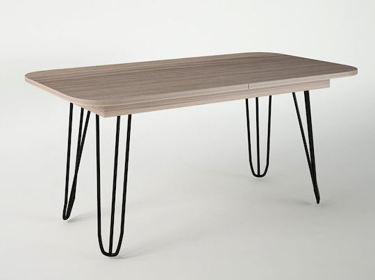 Dias Oval Esstisch Erweiterbar Holz Mit Metallrahmen Aschgrau 160(+40)×90×72cm