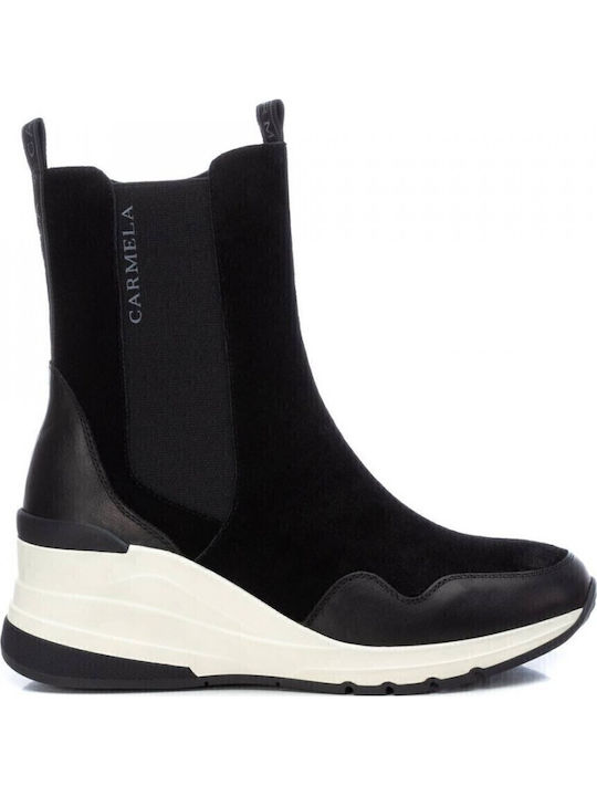 Leder Stiefeletten Damen Schwarz