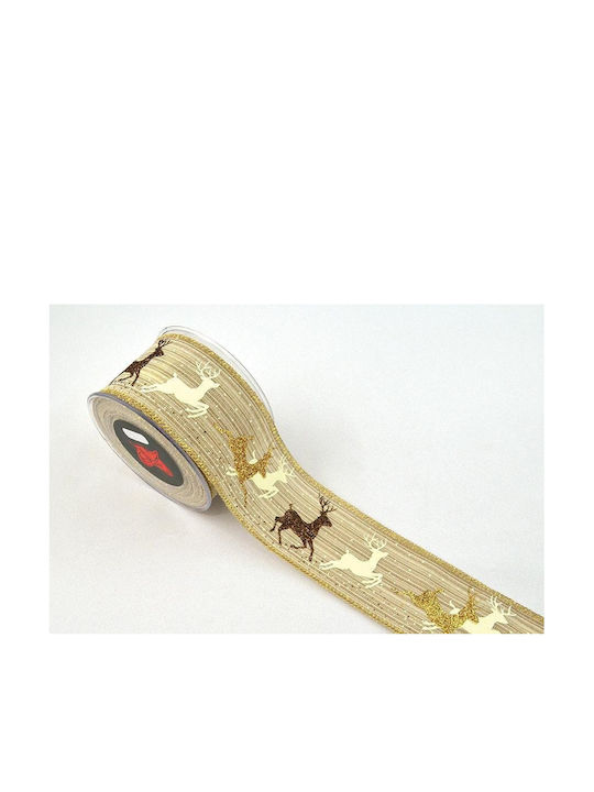 LiebeQueen Christmas Ribbon Beige 900x6.7cm 1pc