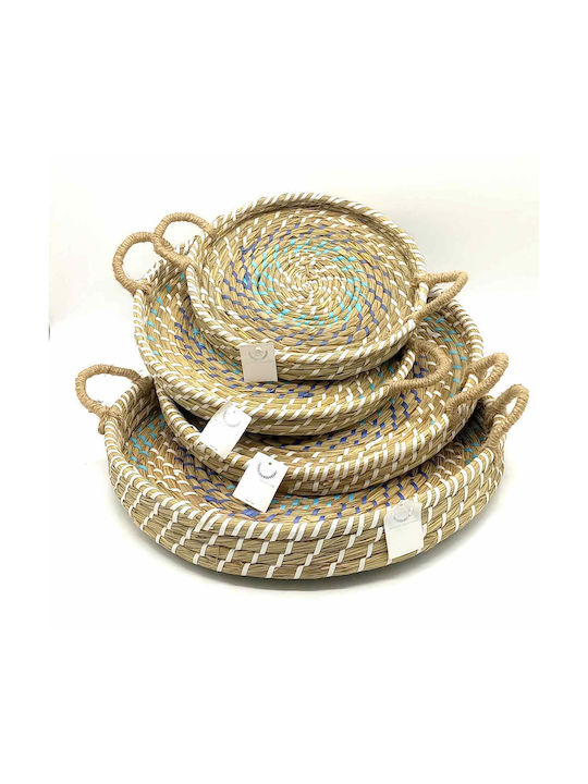 Natural Home Διακοσμητικός Δίσκος Rattan Rund 46x46x5cm 4Stück