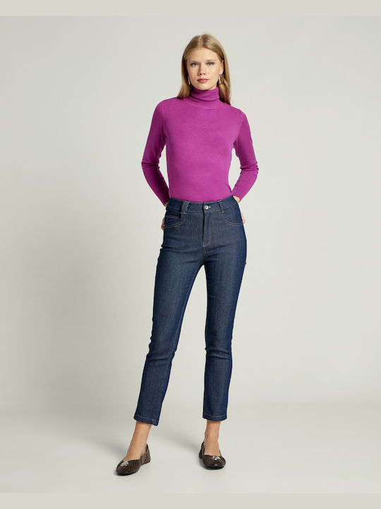 Hoch tailliert Damenjeans Blue