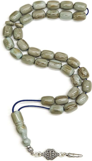Roloi Komboloi Mastic Worry Beads with 33 Beads Gray 31cm