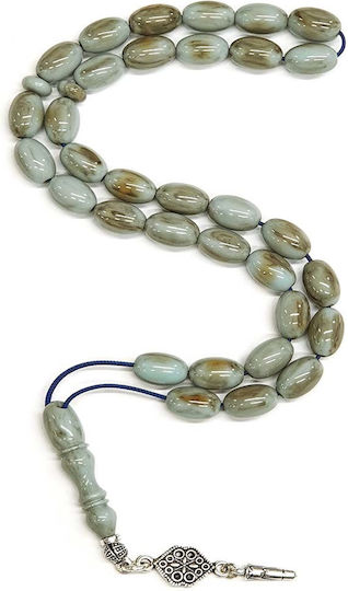 Roloi Komboloi Mastic Worry Beads with 33 Beads Gray 33cm