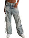 Γυναικείο Jean Παντελόνι σε Baggy Γραμμή Light Blue