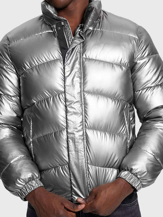 Мъжки Яке Puffer Водоустойчиво и Ветроустойчиво Сребърно