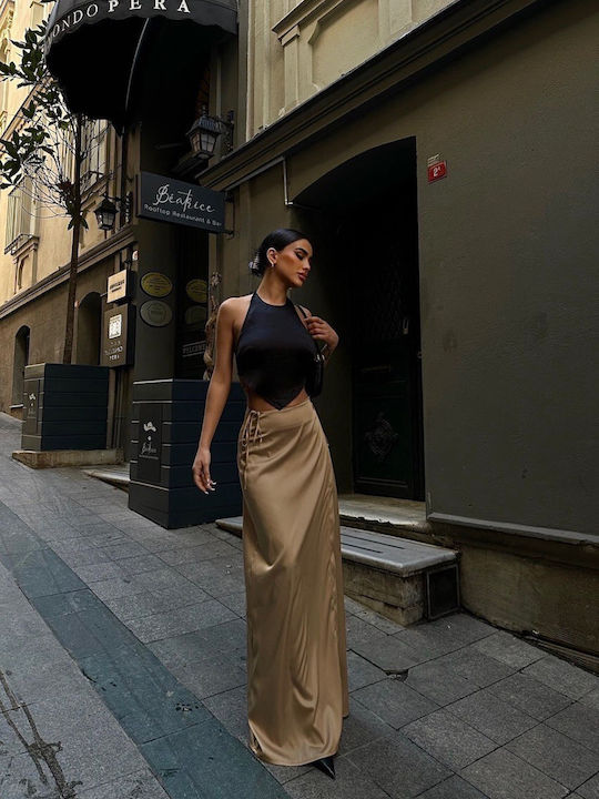 Sinell Satin Maxi Skirt Camel