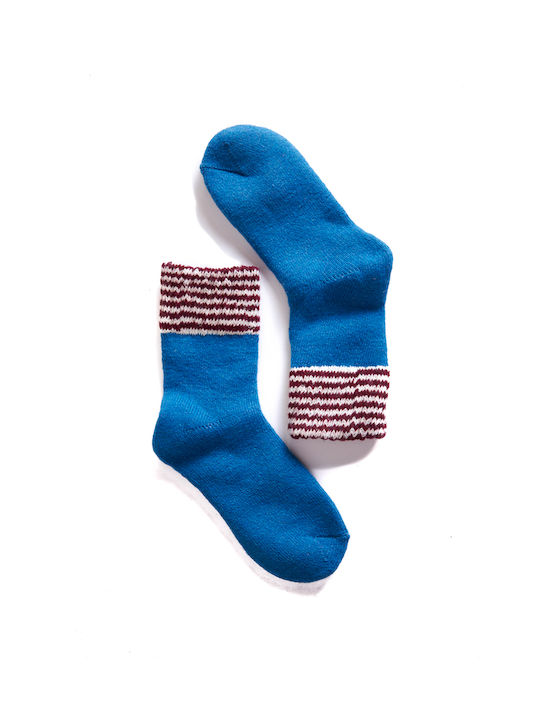 Women's Woolen Socks Striped Teal