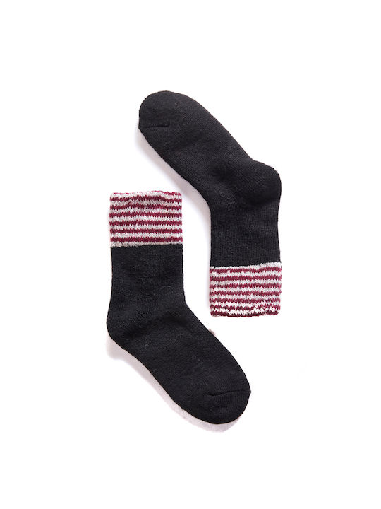 Women's Woolen Striped Socks Black