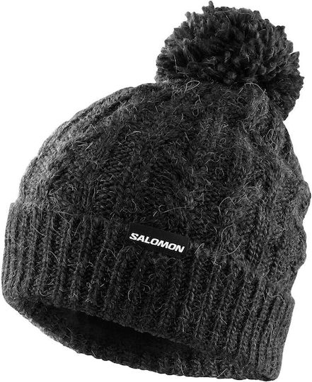 Pom Pom Beanie Frauen Fleece Beanie Gestrickt in Gray Farbe