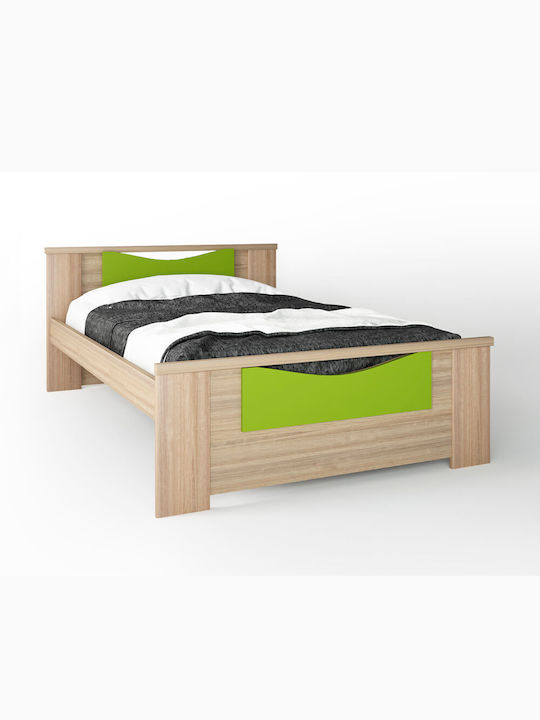 Pat pentru Copii Clasic Semi Dublu Verde pentru Saltea 110x190cm