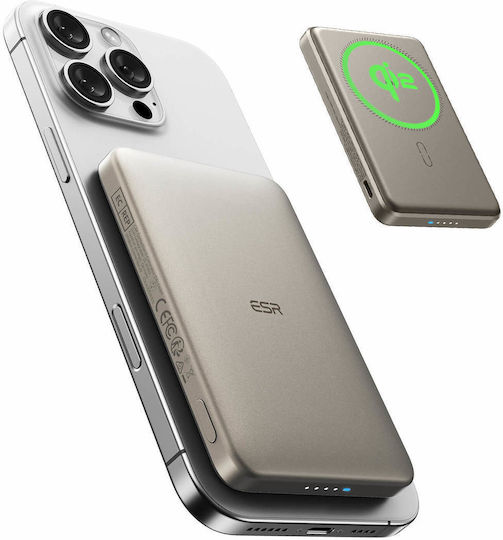 ESR Qi2 MagSlim MagSafe Power Bank 10000mAh 15W Titanium