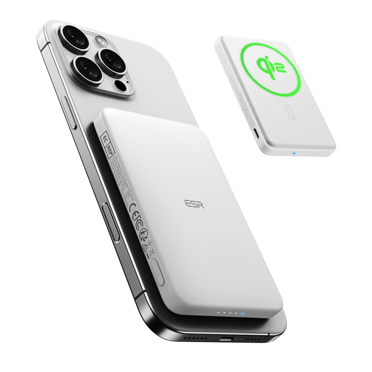 ESR Qi2 MagSlim MagSafe Power Bank 10000mAh 15W Λευκό