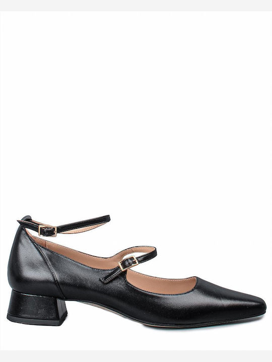 Mourtzi Leder Pumps mit Riemchen Schwarz