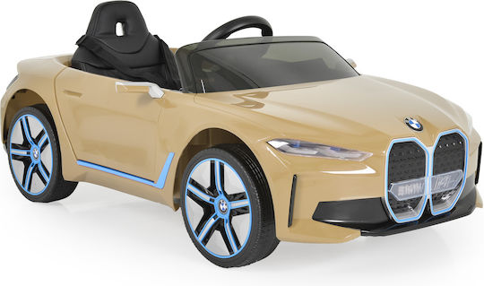 BO BMW i4 Cu Un Loc Cu Telecomandă Licențiat 12 Volți Bej Pentru 3+ Ani