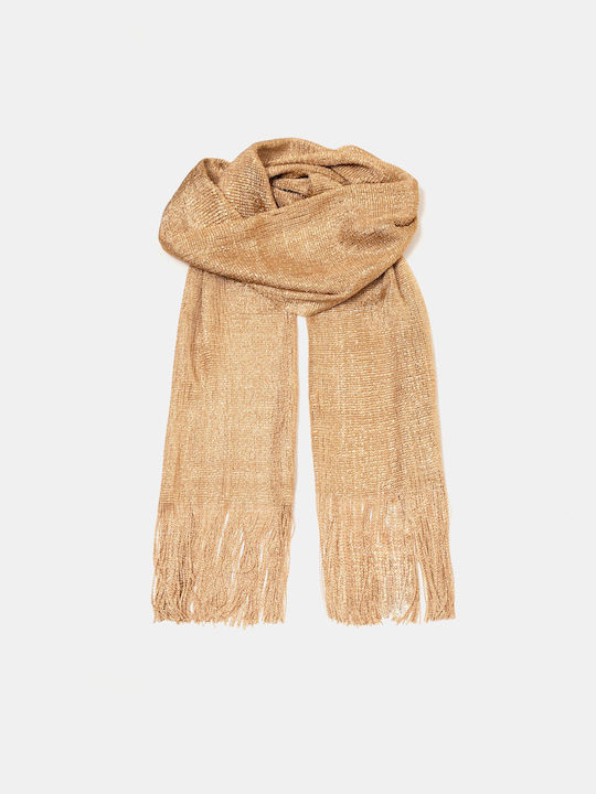 Metallic Fringe Scarf Gold Gold