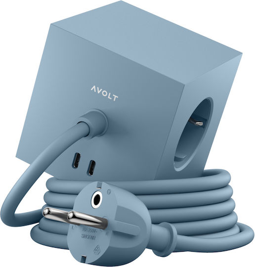 AVOLT Avolt Square Single Socket 3 Positions with Cable 1.8m Blue