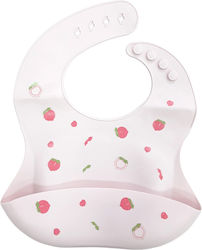 Beboulino Waterproof Bib Silicone with Pocket Pink Strawberry