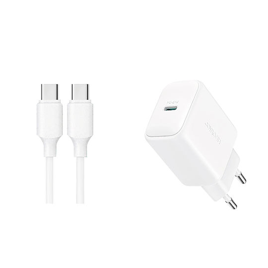 Joyroom Charger with USB-C Port and Cable USB-C - USB-C 20W Power Delivery Whites (JR-TCF20)