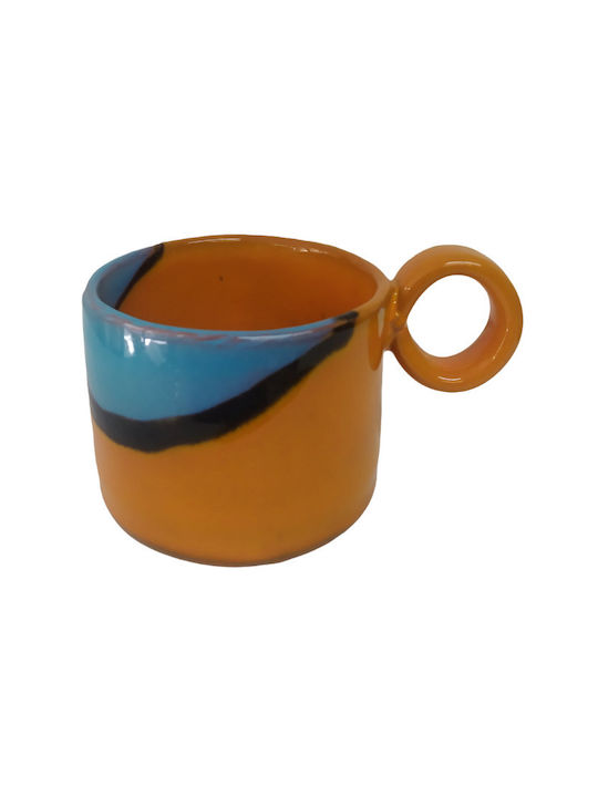 Mug Ceramic Orange with Turquoise 220ml