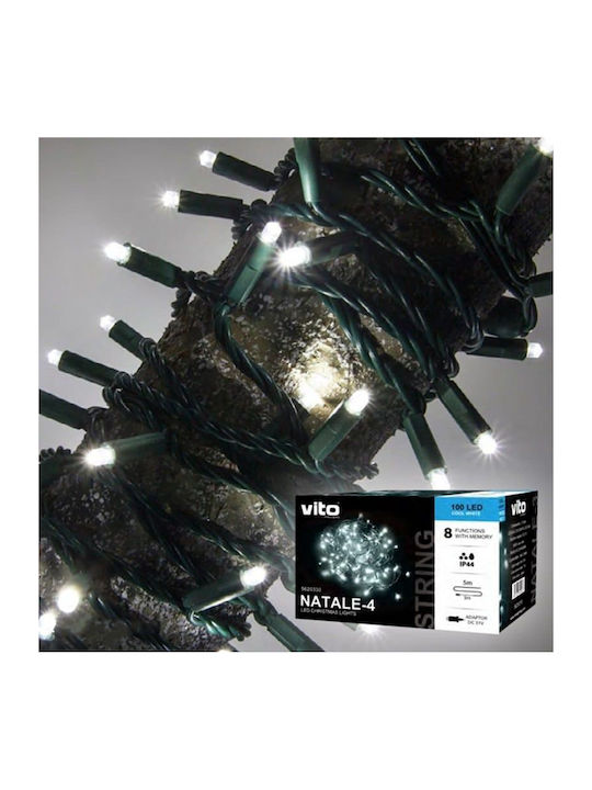 100 Lights LED 5m. Cold White in String 1pcs