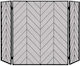 Costway Metallic Fireplace Screen with Panels 133x78cm Black