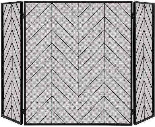 Costway Metallic Fireplace Screen with Panels 133x78cm Black