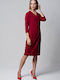 Midi Abendkleid Wickel Burgunder