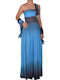 Maxi Damenkleid für Hochzeit - Taufe Hellblau/Grau