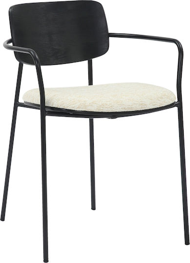 Vikki Dining Room Metallic Armchair Black-ecru 54x54x75cm 2pcs