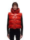 Aglane Kurz Damen Ärmellos Puffer Jacke für Winter Red Sauce