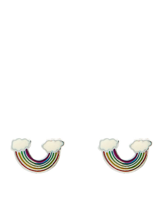Children's Silver Plated Enamel & Rainbow Stud Earrings Woofie 0130453501