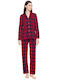 Pink Label Winter Damen Pyjama-Set Red