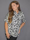Women's Floral Short Sleeve Shirt Black