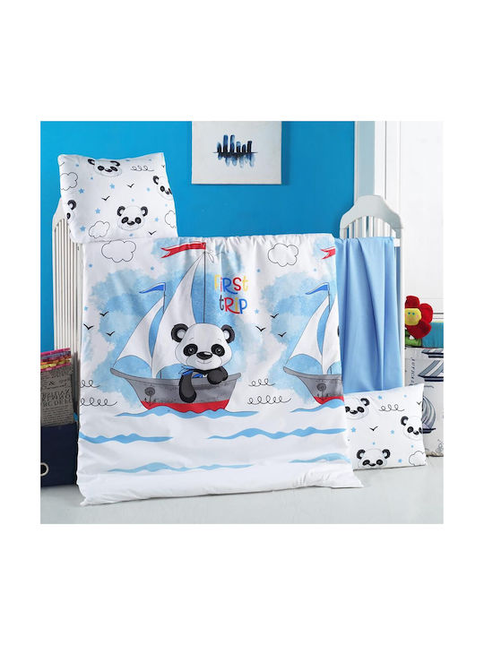 Beauty Home Baby Sheets Set Crib Cotton Light Blue Light Blue 100x150cm 3pcs